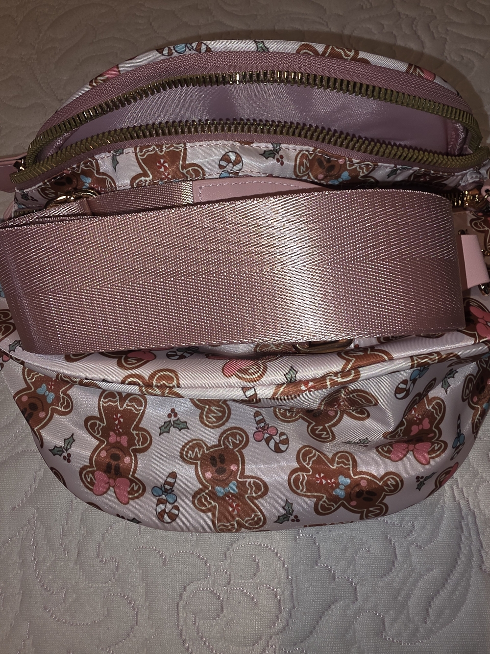 Pink Gingerbread Print Crossbody Bag - Unbranded
